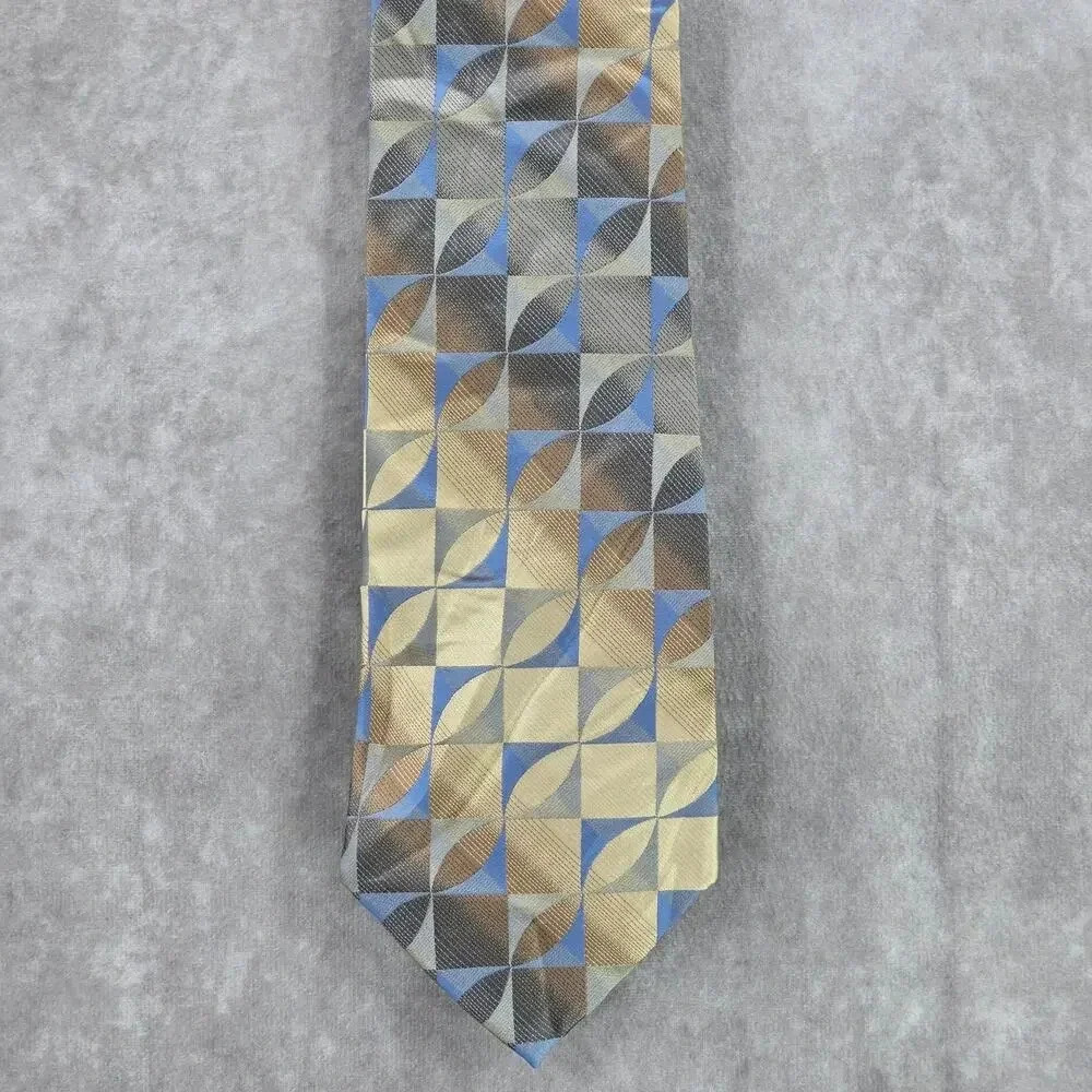 Arrow Gray‎ Blue Gold Geometric 100% Silk Men's Neck Tie NWOT